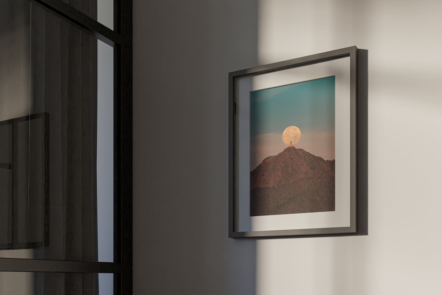 Mount Cristo Rey Moon setting photo print