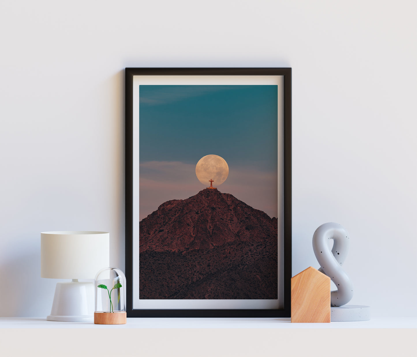 Mount Cristo Rey Moon setting photo print