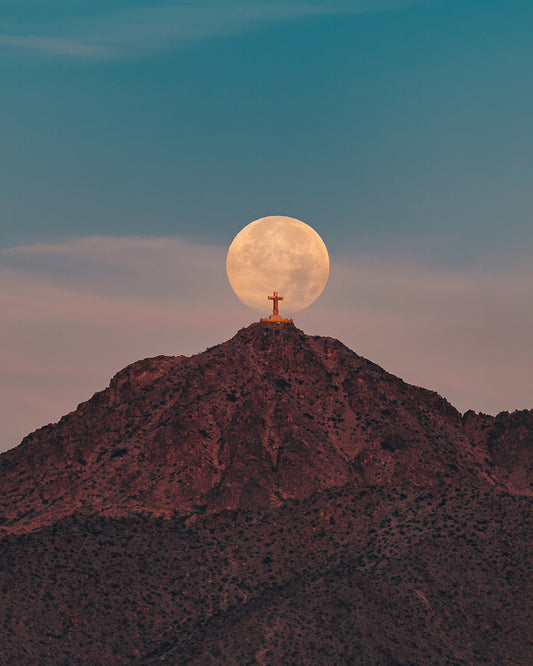 Mount Cristo Rey Moon setting photo print